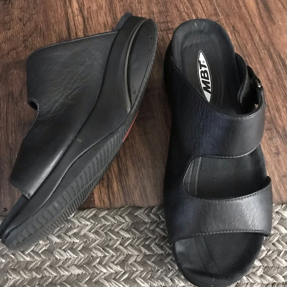 MBT Black Sandals womens Leather Comfort  Size 7.5
